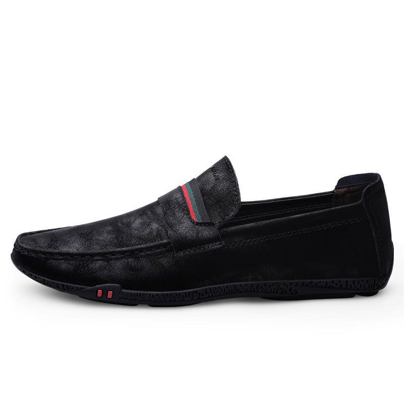 WENNAI Cow Split Leather Gommino Loafers Men's Black