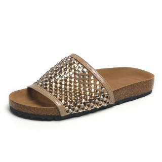 O.L Rubber Sole Rhinestone Slip Resistant Abrasion Resistant Slide Slippers Women's