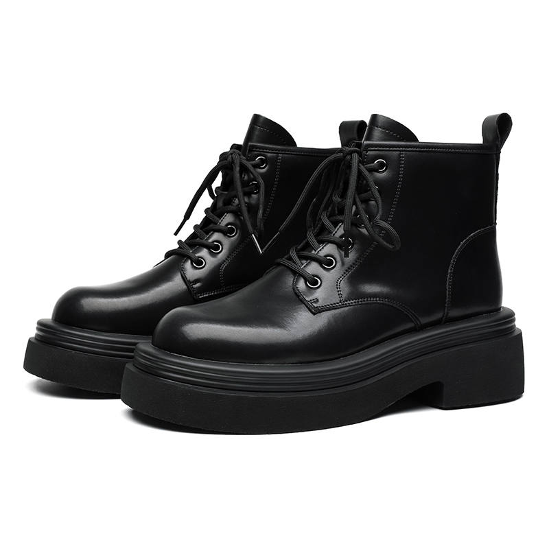 CHILANG CHILANG Microfiber Leather Combat Boots Men's Black