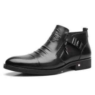 JIEDESEN Top Grain Cow Leather Ankle Boots Men's Black