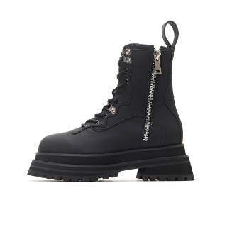 FEELDOTRENDS Cow Leather Crew Combat Boots 7cm Men's