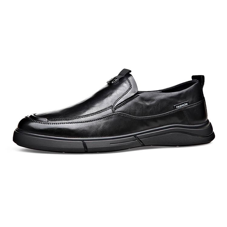 KAIMALONG Casual Leather Shoes Men's Low Top Black/Brown