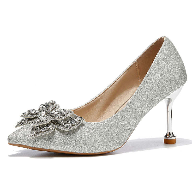 Medd Medd Slim Heel High Heels Women's Silver