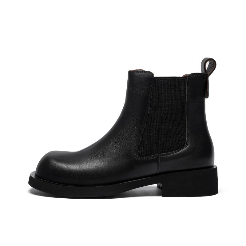 ZHR Top Grain Cow Leather Short Chelsea Boots Women's