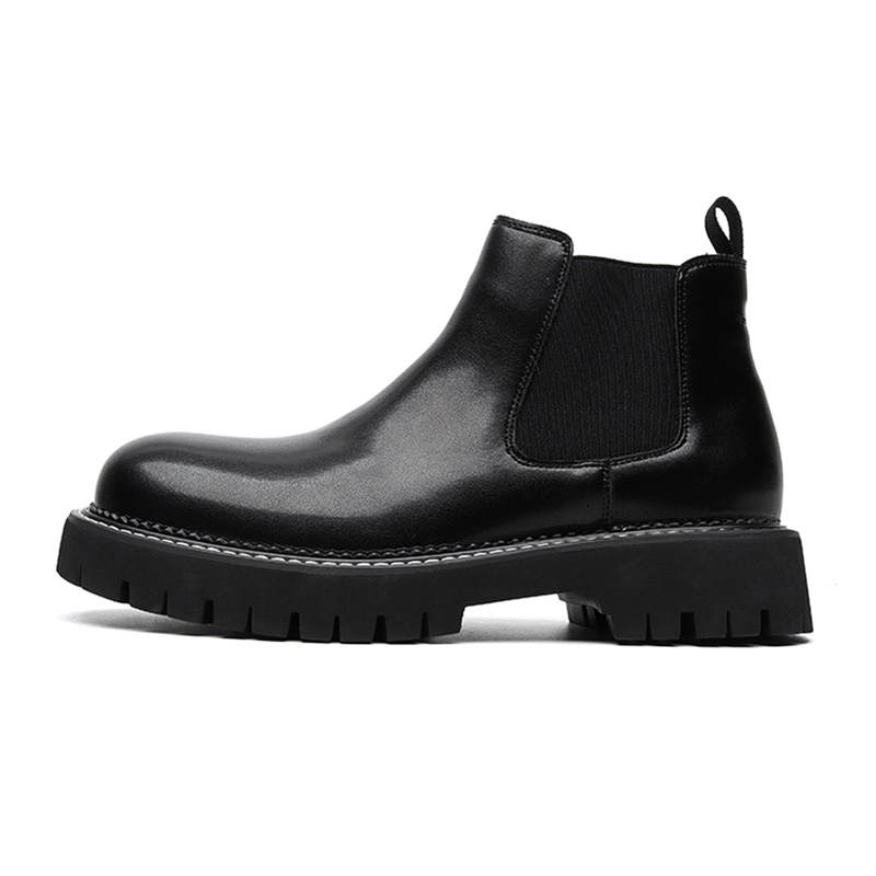 ZONEJOY ZONEJOY Synthetic Leather Crew Chelsea Boots Men's Black