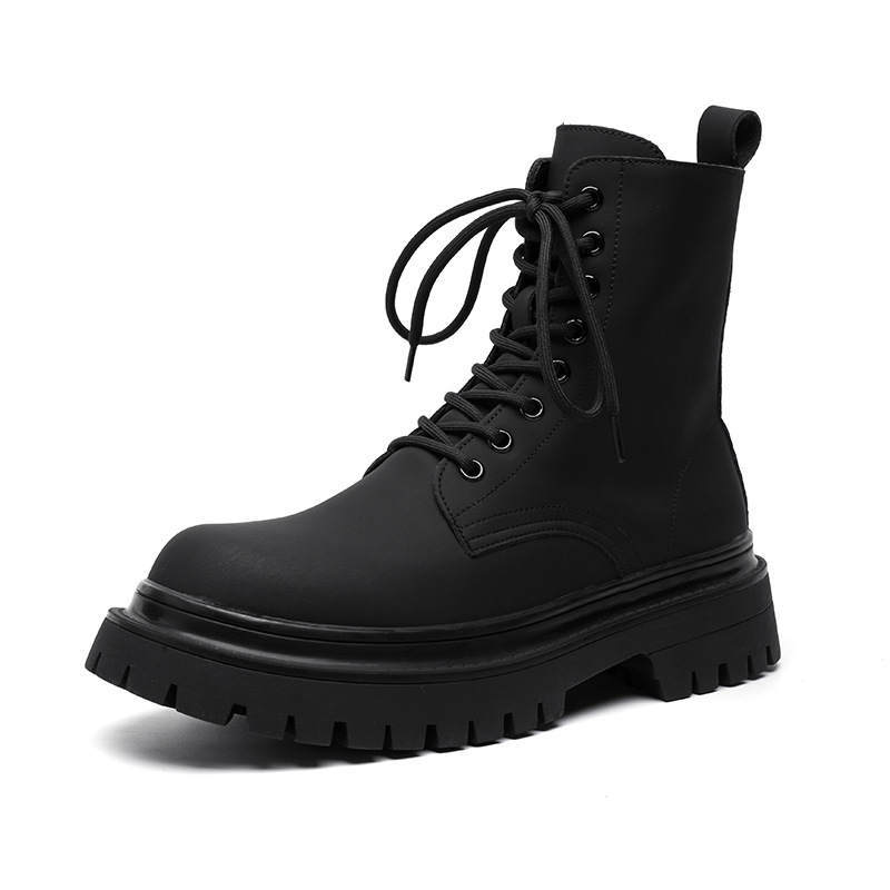 V05 V05 Microfiber Leather Short Combat Boots Men's Black