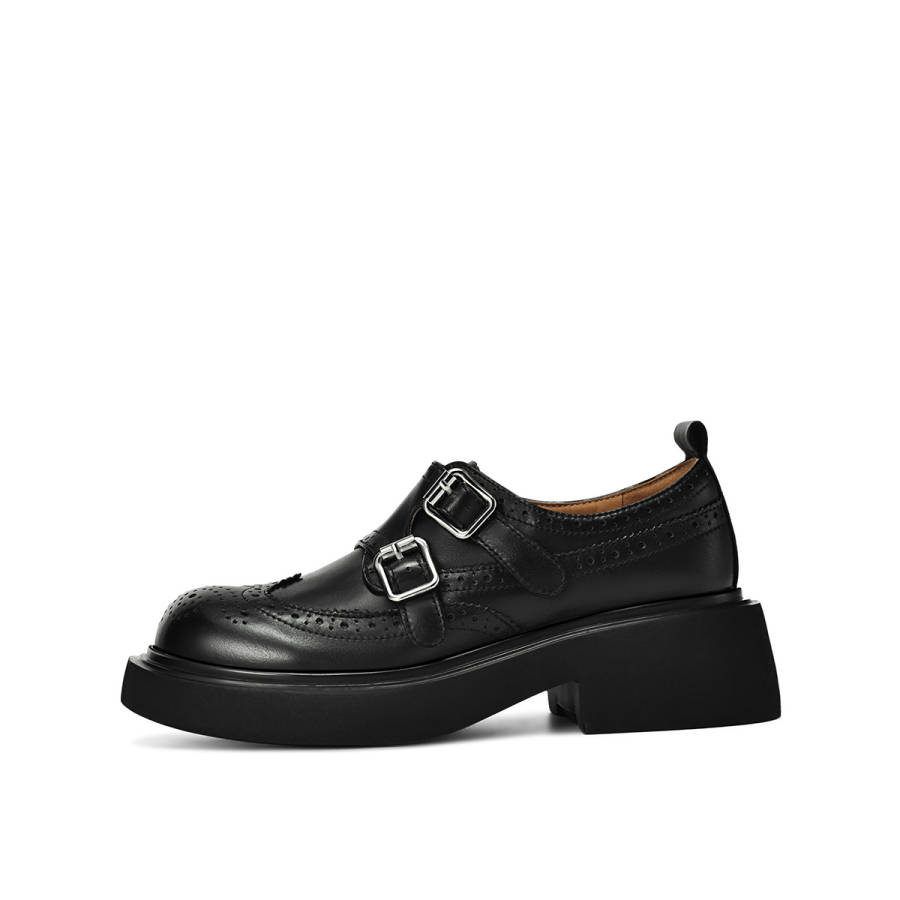 Rosa Bianca Top Grain Cow Leather Loafers 4.6cm Women's Black