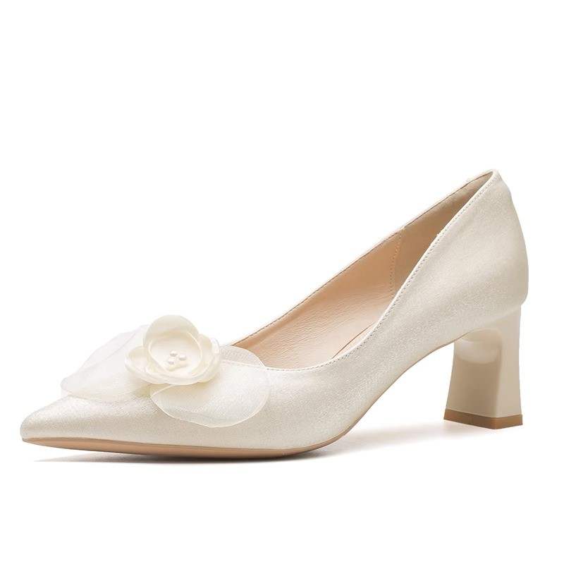 Xingdiman Pu Chunky Heel High Heels 6CM Women's Ecru