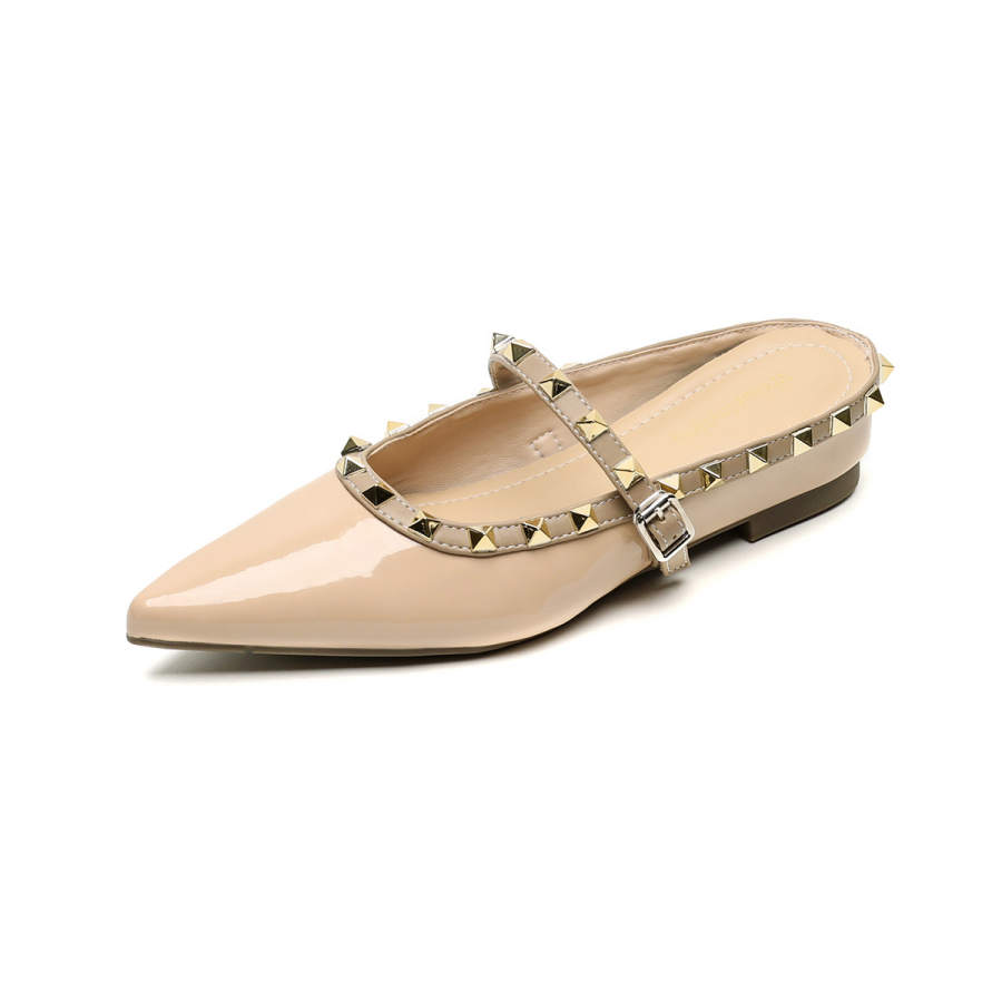 QITUMAUL Rubber Sole Abrasion Resistant Slip Resistant Closed Toe Slippers Women's Nude