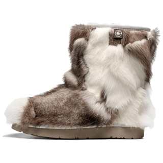 AU&MU Thermal Slip Resistant Thermal Slip Resistant Crew Snow Boots Women's Gray White