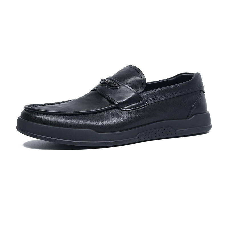 SENJIALUO Top Grain Cow Leather Casual Shoes Men's Black