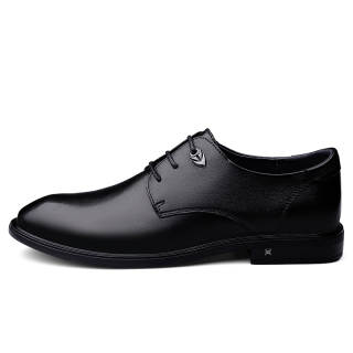YIMINU Casual Leather Shoes Men's Low Top Black