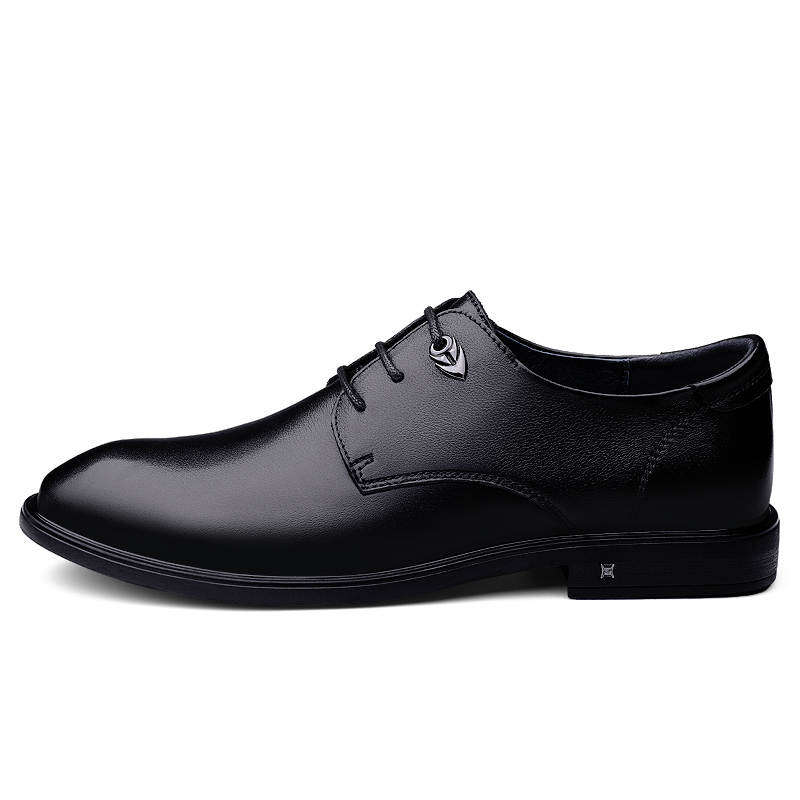 YIMINU Casual Leather Shoes Men's Low Top Black