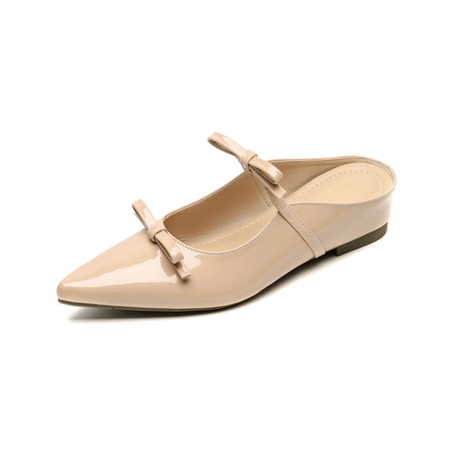 QITUMAUL Rubber Sole Abrasion Resistant Slip Resistant Closed Toe Slippers Women's Nude