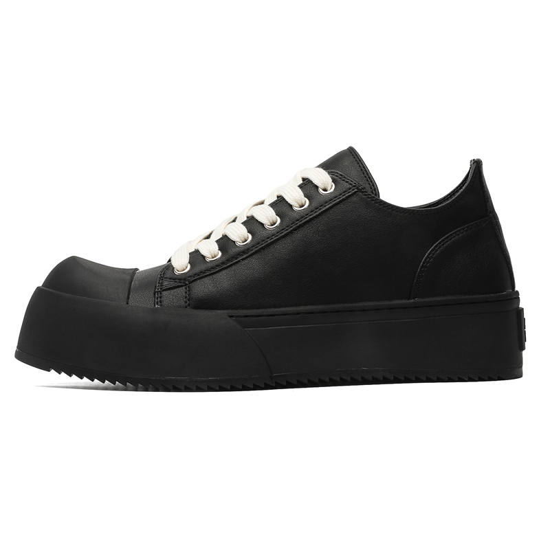 KUNGFUDEER Microfiber Leather Low top Skateboard Shoes Unisex Black
