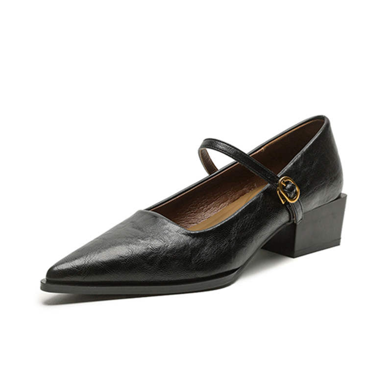 ZUOMILUO Microfiber Leather Chunky Heel Mary Jane Shoes 4cm Women's