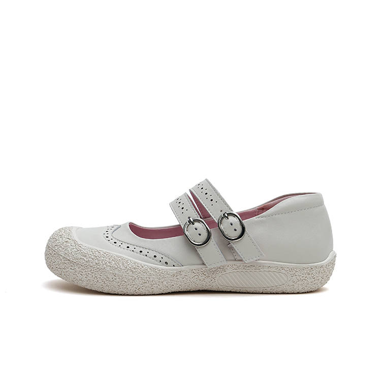 MASOOMAKE Cow Split Leather Flat Mary Jane Shoes Women's