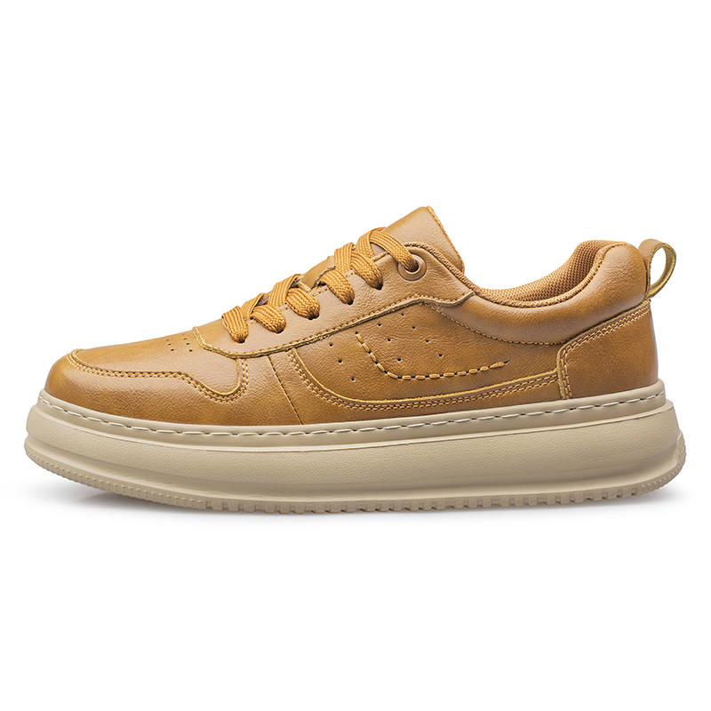 GONGNIULEITING Cow Leather Slip Resistant Lightweight Non slip Lightweight Low top Casual Shoes Men's