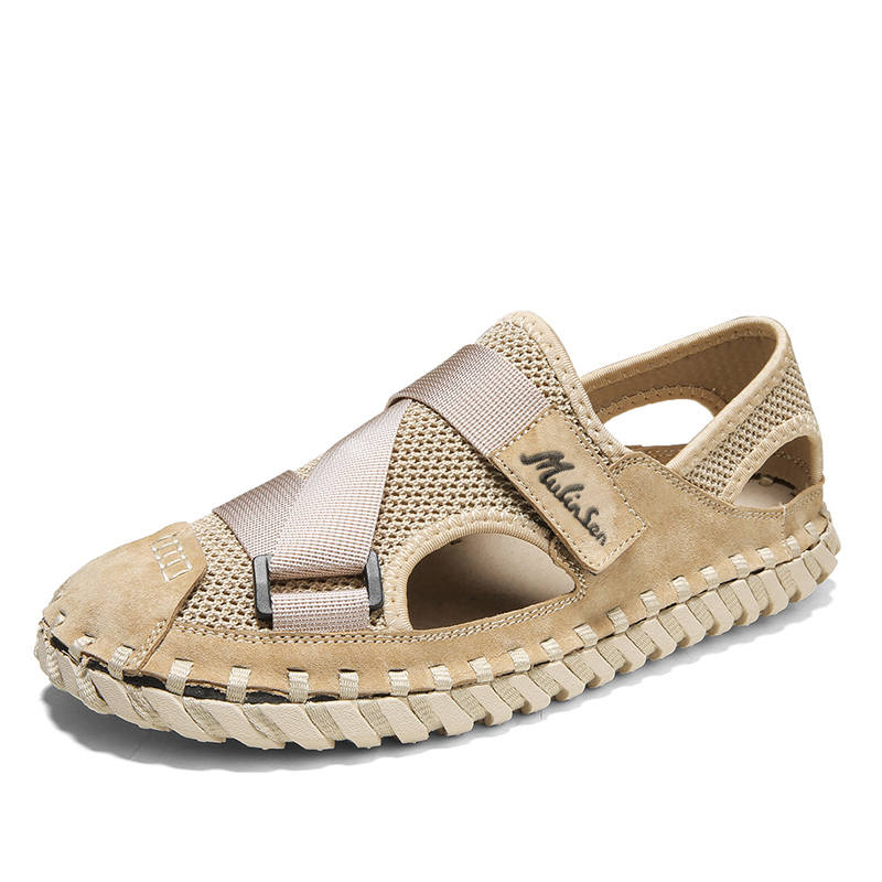 Mulinsen Outdoor Sports, Refreshing Breathable, Handcrafted Sewn, Closed Toe Sandal Synthetic Leather