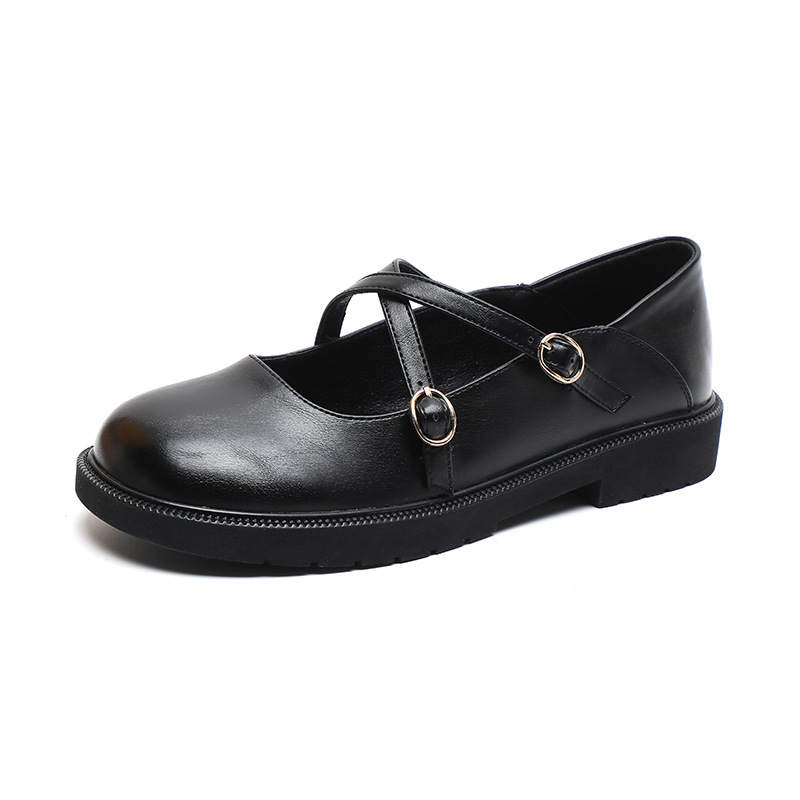 QITUMAUL Microfiber Leather Flat Mary Jane Shoes 2.5cm Women's