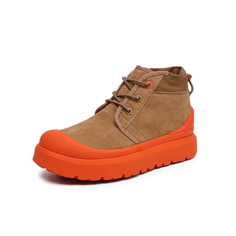 MINGYITU Cow Suede Ankle Boots 4cm Unisex Orange Beige