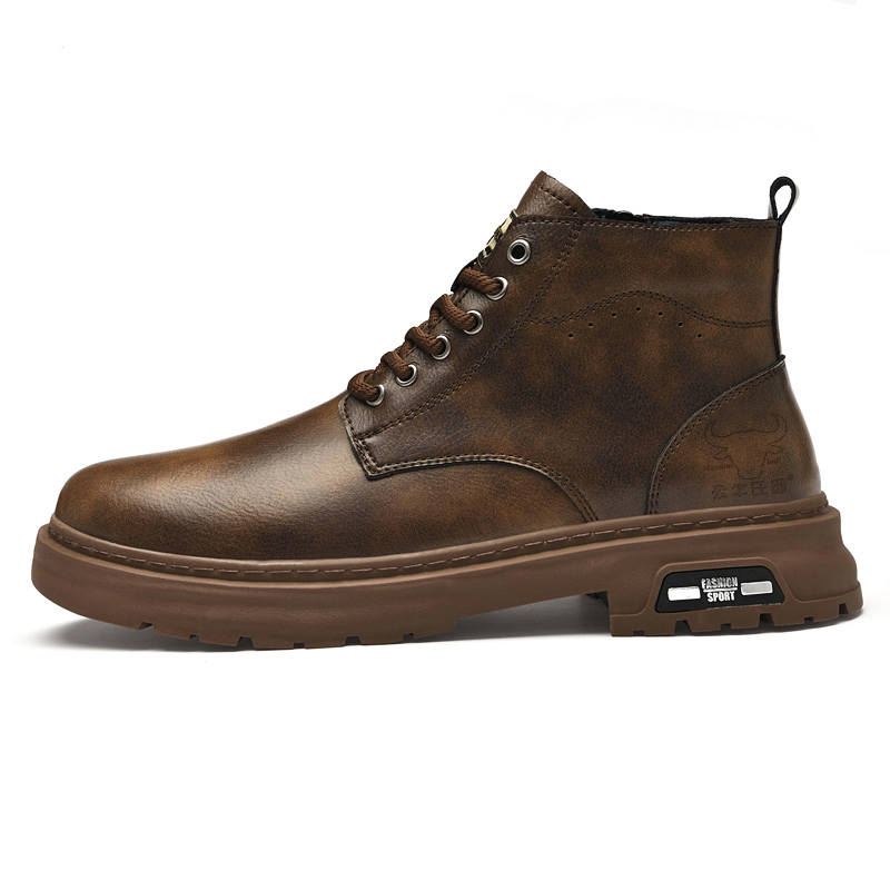 Mansion bull GONGNIUSHIDI Cow Split Leather Short Combat Boots Men's