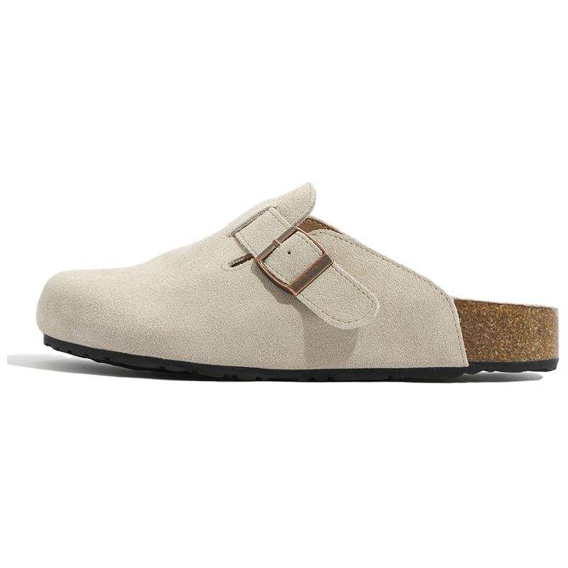 LANMOU Rubber Sole Slip Resistant Slip Resistant Closed Toe Slippers Women's Ecru