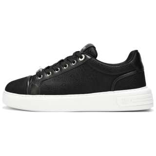 RARE Textile, Cow Leather Low top Skateboard Shoes Men's Black