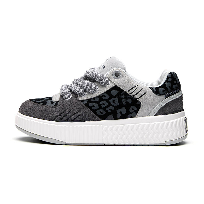 Excelsior Cow Split Leather Low top Skateboard Shoes Women's Black Panther Twilight Black
