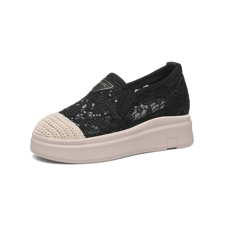 JINSITU Mesh, Textile Breathable Lightweight Height Increasing Low top Casual Shoes Women's