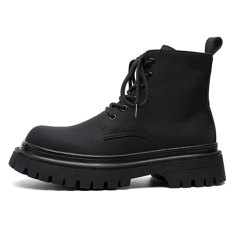KAQIAODI Microfiber Leather Short Combat Boots Men's Black