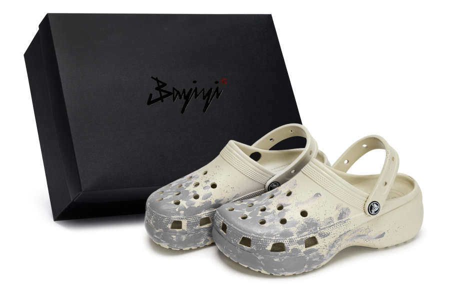 Crocs Crocs Classic Platform Clog 811 Manufacturing, Explosive Scene, Special Shoe Box Clogs Women's Bone White Gray