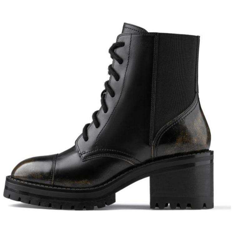 73Hours 73Hours Old Record Cow Leather Combat Boots Women's Black Gray