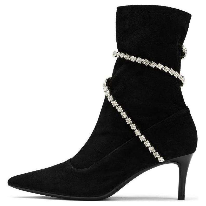 73Hours Galaxy Surrounding Sheepskin Ankle Boots Women's Black