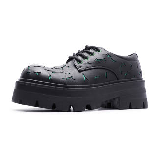 V ZERO FIVE Microfiber Leather Casual Shoes Men's Black Green