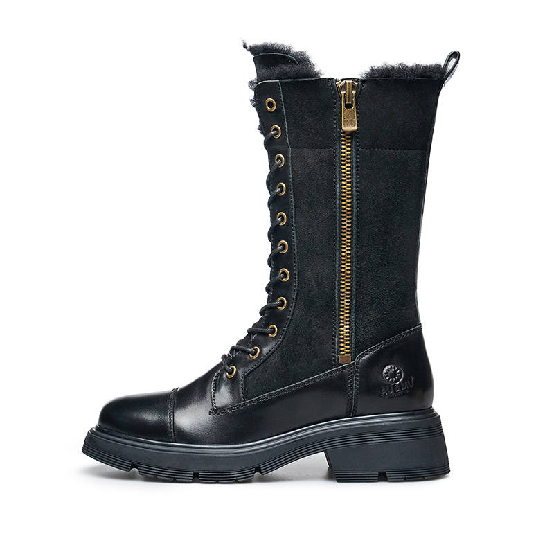 AU&MU Combat Boots Women's Black/Chestnut