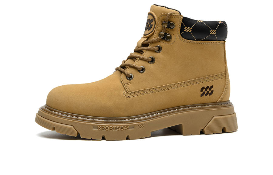 HLA Sportsday'x SUWUKOU Yellow Boots Leather Short Combat Boots Men's