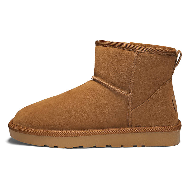 CAOZE Cow Split Leather Thermal Classic And Versatile Short Snow Boots Unisex