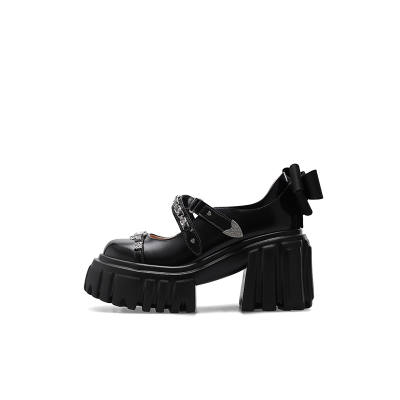 KNKW Chunky Heel Mary Jane Shoes 9.5cm Women's Pearlescent Black