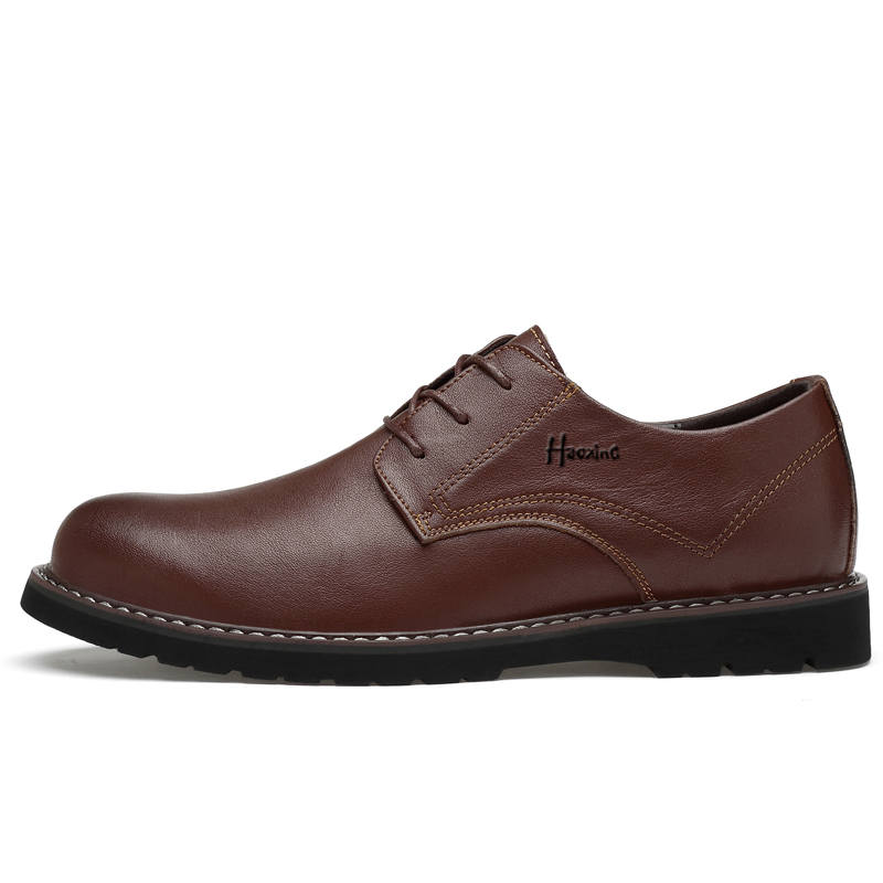HAOXING Top Grain Cow Leather Casual Shoes Men's Brown