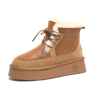 O.L Cow Suede Waterproof And Slip Resistant Fleece Lined Versatile, Soft And Comfortable Short Snow Boots Women's