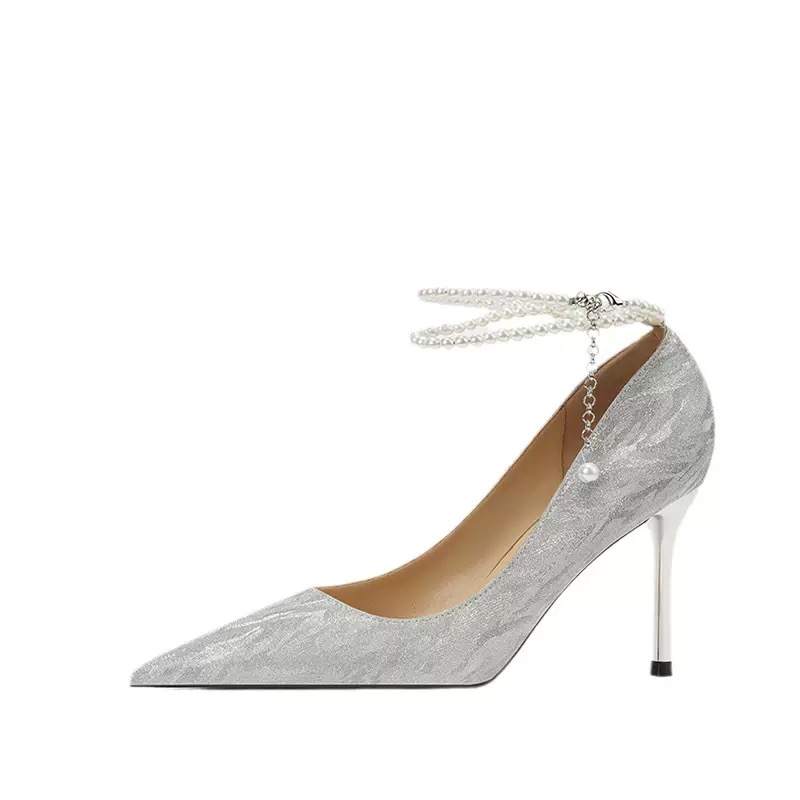 MIZAIJIA Slim Heel High Heels 8cm Women's Silver