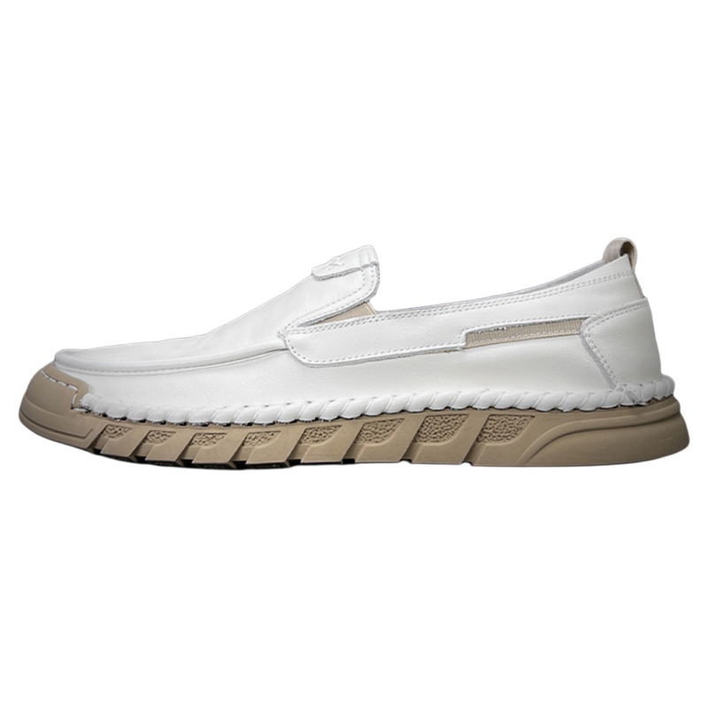 ZUOSAISI Top Grain Cow Leather Casual Shoes Men's White