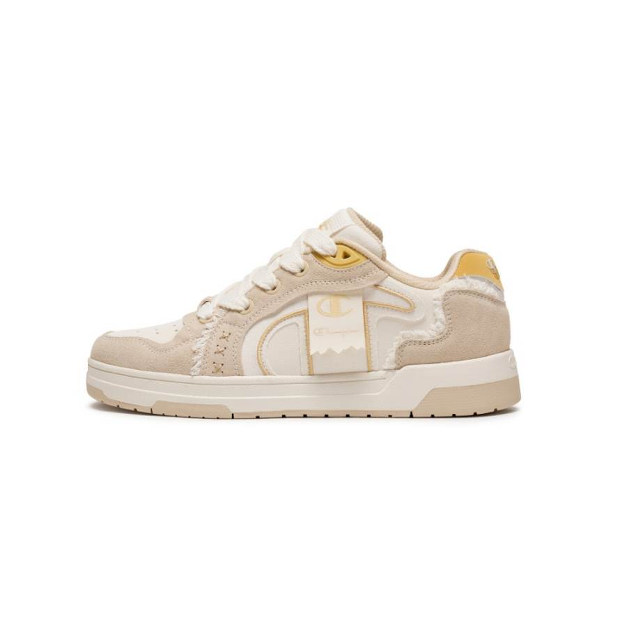 Champion Textile, Synthetic Leather Low top Skateboard Shoes Unisex Light Bone/Resin Yellow