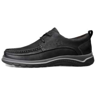GESHISHI Casual Leather Shoes Men's Low Top Black/Gray