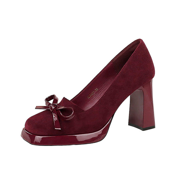 BIGTREE BIGTREE Suede Chunky Heel High Heels Women's