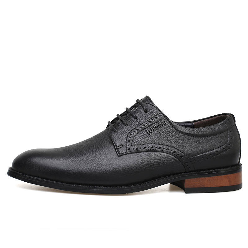 WENNAI Top Grain Cow Leather Dress Shoes Men's Black
