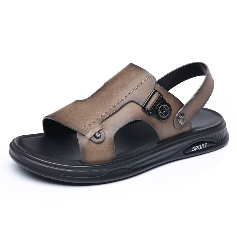 KAQIAODI Cow Leather Beach Sandals Men's