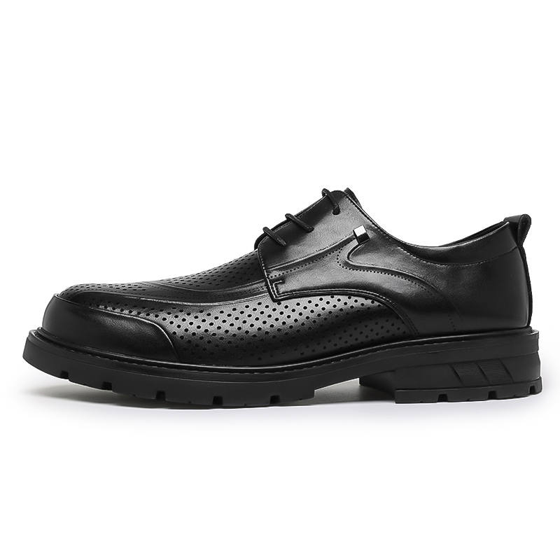 KACHILANG Casual Leather Shoes Men's Low Top Black/Brown