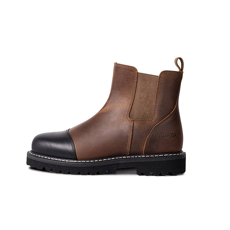 Palitutu Top Grain Cow Leather Chelsea Boots Men's Dark Brown